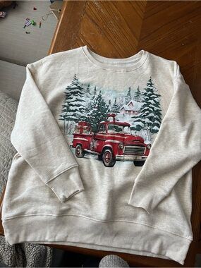 Holiday Time Cream Sweatshirt with Red Vintage Truck